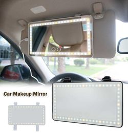 Car Interior Makeup Mirror with LED Light Auto Visor HD Cosmetic Mirrors Universal Car Vanity Sun Visor Shade Mirror Smart Touch2838083