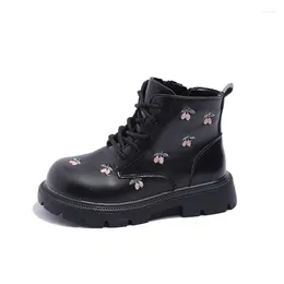 Boots COZULMA Children Girls Spring Autumn Elegant Floral Ankle High Shoes Kids Fashion Lace-Up Size 26-36
