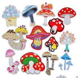 Sewing Notions Tools Mushroom Embroidered Iron On Es For Clothes Mini Cute Appliques Stickers Craft Clothing Decorat Drop Delivery App Dhzxr