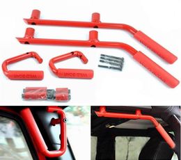 4Door Front Rear Black Hard Mount Solid Steel Grab Handle GraBars for Jeep JK Wrangler Unlimited 4 Door Black Red Grab Handles6344860