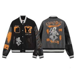2023 New Men's Jackets Leather Baseball Jacket Fashion Varsity Bomber Sports Windbreaker Zipper Coats Outerwear Coat Size Qyu6