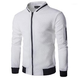 Men039s Jackets 2021 Trend White Fashion Men Jacket Veste Homme Bomber Fit Argyle Zipper Varsity Casual For Fall18614788