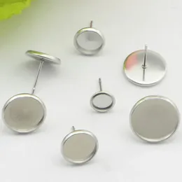 Stud Earrings 50Pcs 6-16mm Stainless Steel Blank Earring Base Cabochon DIY YLM9939