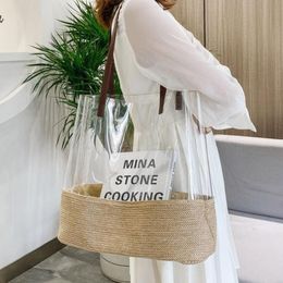 Evening Bags Fashion Clear Straw Beach Shoulder Designer Pvc Jelly Tote For Women 2021 Large Weave Handbags Transparent Shopper Ba1923