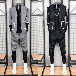 Men's Tracksuits EWSFV 2024 Autumn And Winter Fashion Men Leisure Suit Casual V-neck Full Sleeve Cardigan Coat Skinny Long Pant Two-Piece