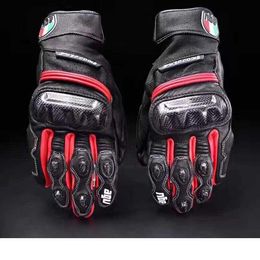 Aagv Gloves Agv Four Seasons Knight Riding Leather Sheepskin Breathable Carbon Fibre Gloves Anti Drop Motorcycle Men Llhk