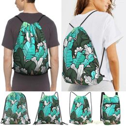 Shopping Bags Unisex Drawstring Green Jungle Leaves Women Backpacks Men Outdoor Travel Training Fitness Bag