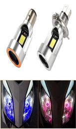 Bluepink Angel eye H4 LED Motorcycle Headlight Ba20d HS1 H6 Scooter Motorbike Headlamp Light Bulb DRL Accessories 1224V6793406