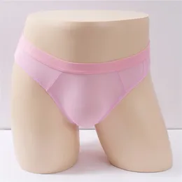 Underpants Mens Pink Underwear See-Through Convex Pouch Briefs Low Rise Sexy Breathable Smooth Swim