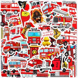 Fire Truck Stickers 50 Pcs, Firetruck Fire Fighter Cars Sticker Gift for Kid, Toddler, Boy, Girl, Water Bottle, Scrapbook, Helmet, Party Supplies 122