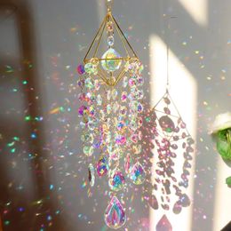 Crystal Wind Chimes Hanging Window Prisms Suncatcher Rainbow Maker Ornament Glass Crystal Jewellery Pendant Home Garden Decoration 240119