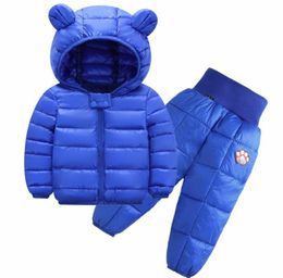 Solid Color Children039s Clothes Sets Winter Baby Girls and Boys Jackets Pants Suit DownCotton Kids Clothing for 15 years old2468095