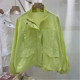 Women's Trench Coats 2024 Summer Korean Sun Protection Clothing Coat Women UV-proof Thin Loose Casual Pocket Windbreaker Jacket Cardigan