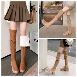 Fashion winter ankle boots women ankles knit bootie Tall Boot Black Leather Over-knee Boot Party Knight Boots Knee length boots f womens flat boot