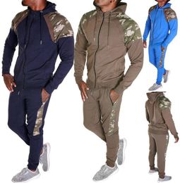 MJARTORIA Men Tracksuit Set Camo Patchwork Sweat Suit Set Mens Sports Suit Hoodie Sweatshirt Sweatpants 2 Pieces Jogger Outfit16939665
