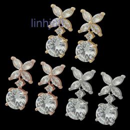 Stud Vjb5 Four Leaf Flower Earrings Designer Jewellery Large and Small Drill Studs Gold/silvery/rose Gold Full Brand As Wedding Christmas Gift Ac0v URX7