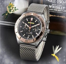 Sub Dial Working Automatic Date Men Watches Stopwatch Six Pins Lumious Clock Quartz Movement Clock Stainless Steel Mesh No-Mechanical Hardex Glass Wristwatch Gifts