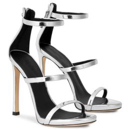 2024 Summer Luxury Harmony G Sandal Shoes For Women Stiletto Heel Zipper Platform High Heels Black Nude Evening Party Wedding EU35-42