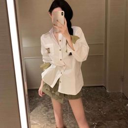 fashion designer blouse women shirt luxury double c letter embroidery graphic long sleeves shirts casual loose lapel button cardigan jacket