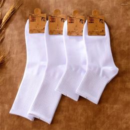 Men's Socks 4 Pairs/Pack Mid Men Cotton Winter Spring White Black Male Casual Soft Breathable Ankle/Mid Tube