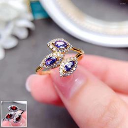 Cluster Rings MeiBaPJ Natural Tanzanite Gemstone Leaf Fashion Ring For Women 925 Sterling Silver Fine Wedding Jewellery