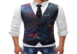 Men039s Vests Printed Mens Suit Vest Business Men Slim Fit Waistcoat Casual Sleeveless Formal Wear Wedding Weste Herren Gilet C9756602