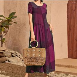 Casual Dresses Trendy Pleated Lady Summer Dress Loose Women Short Sleeve Female Clothes
