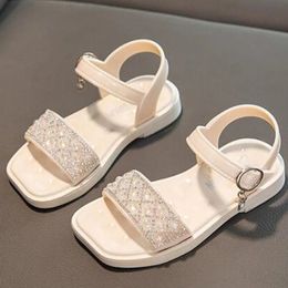 Girls Sandals Rhinestone Summer Shoes Kids Open Toe Beach Shoes for Girls Children's Sandals Princess Shoes CSH1424 240118