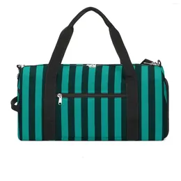 Outdoor Bags Green Striped Sports Black Lines Print Training Gym Bag Large Colourful Handbags Men Pattern Oxford Fitness