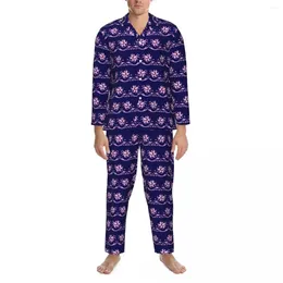 Men's Sleepwear Baroque Floral Pajama Sets Retro Bohemia Print Fashion Man Long Sleeves Aesthetic Leisure 2 Pieces Home Suit Plus Size