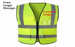 Factory 1 PCS Custom Reflective Safety Vest High visibility Construction work uniforms printing 2207273750229