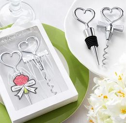 Love Heart Shape Wine Corkscrew Bottle Opener Stopper Sets Wedding Souvenirs Guests Gift Party Favor Wedding Giveaways Gift 537Q