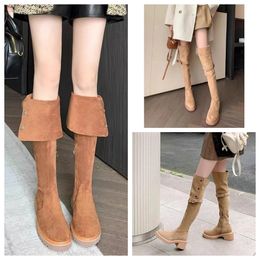 Fashion winter ankle boots women ankles knit bootie Tall Boot Black Leather Over-knee Boot Party Knight Boots Knee length boots for women's flat bottome boot