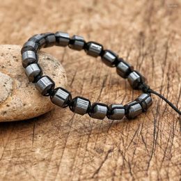 Charm Bracelets Handmade Jewellery 8mm Hematite Braided Bracelet For Men No Magnetic Strand Yoga Healing Health Mens