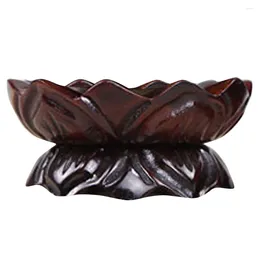 Garden Decorations Living Room Wooden Craft Pedestal Vase Holder Built God Tough Statue Base Lotus-shape Home Decor