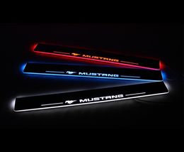 Acrylic Moving LED Welcome Pedal Car Scuff Plate Pedal Door Sill Pathway Light For Ford Mustang 2015 2016 2017 2018 20193641877