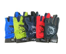 Anti slip fishing gloves 3 fingers out one size elastic back print quick drying outdoor sports breathable lightweight fingerless g3069560