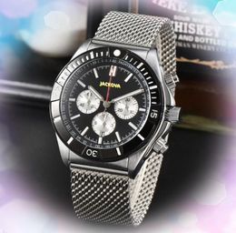 President Automatic Day Date Stopwatch Watch Calendar Men Clock Quartz Stainless Steel Silver Strap Chain Sapphire Mirror Waterproof Wristwatch Gifts