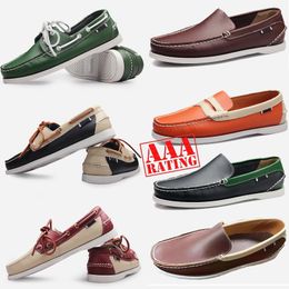 Quality Men Top Loafers Slip-on Designer Genuine Leather Mens Dress Black Brown Moccasin Soft Bottom Driving Shoes GAI 796 s
