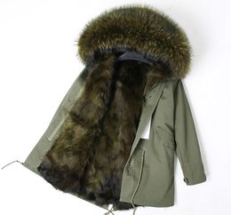 OFTBUY 2020 news Winter Jacket Women Real Fur Coat Parka raccoon Fur collar fox fur liner loose army green long coat Streetwear3034087