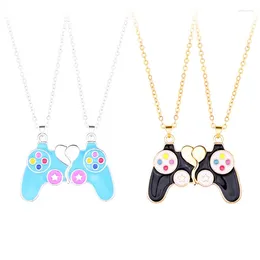 Link Bracelets 2Pcs Personality Trendy Retro Game Console Handle Necklace Male Female Couples Pendant Accessories Holiday Gifts