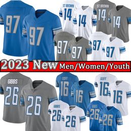 Jared Goff amon ra st brown Football Jerseys Barry Sanders Mens Stitched Youth Kid Jersey