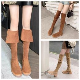 Fashion winter ankle boots women ankles knit bootie Tall Boot Black Leather Over-knee Boot Party Knight Boots Knee length boots for women's flat b boot