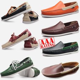 Top Quality Designer Men Loafers Shoes Slip-On Genuine Leather Men's Luxury Dress Shoes Black Brown Moccasin Soft Bottom Driving Shoes