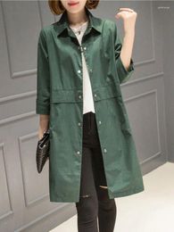 Women's Trench Coats Spring Autumn Women Loose Windbreaker Oversized Medium And Long Thin Coat Temperament Commuter For