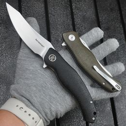 KERZEMAN KZ-648 D2 Steel Bldae Stone Washed Surface Outdoor Ball Bearing Knives Survival Folding Knife Pocket EDC Tools Micarta Handle