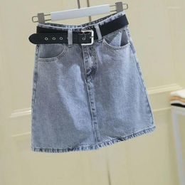 Skirts Women's Mini Denim Skirt Summer High Wasit Jeans Female A-line For Women Y2k Streetwear Clothes Q405