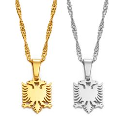 1CM Small Mini Albania Eagle 14k Yellow Gold Pendant Necklaces Golden Color/Silver Color Jewelry Ethnic for Women Girls