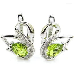 Dangle Earrings 925 SOLID STERLING SILVER Charming Green Peridot Golden Citrine Blue Sapphire White CZ High Trendy Polished