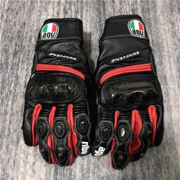 Aagv Gloves High End Summer Season Agv Carbon Fibre Riding Gloves Heavy-duty Motorcycle Racing Leather Anti Drop Waterproof and Comfortable Lbmv